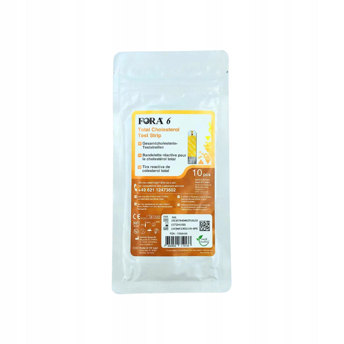 FORA 6 Total Cholesterol Test Strip 10pcs foil pack/per zip bag Packaging status original