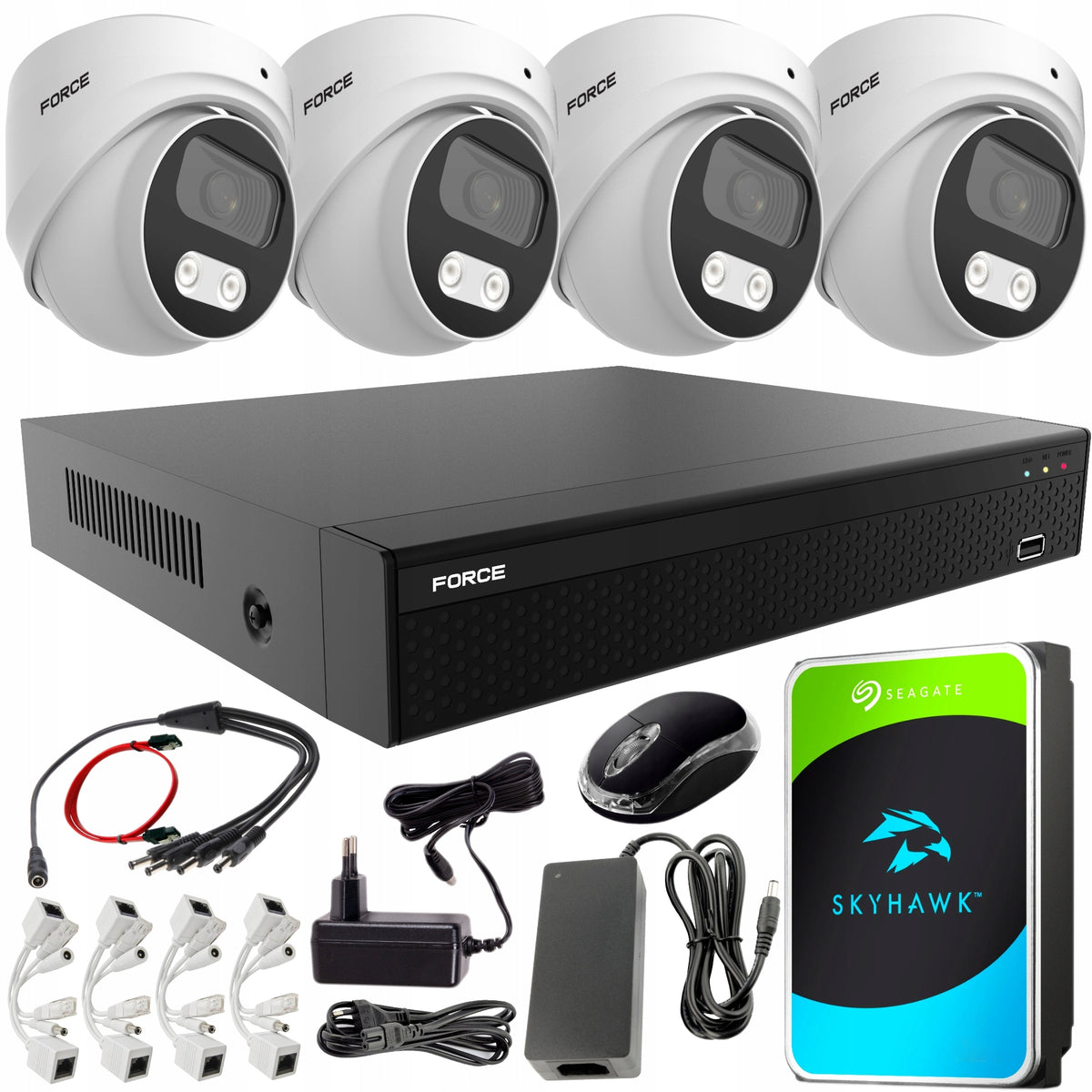 FORCE Monitoring Kit 4x IP Camera 8MPx 4K DRIVE Application 1TB
