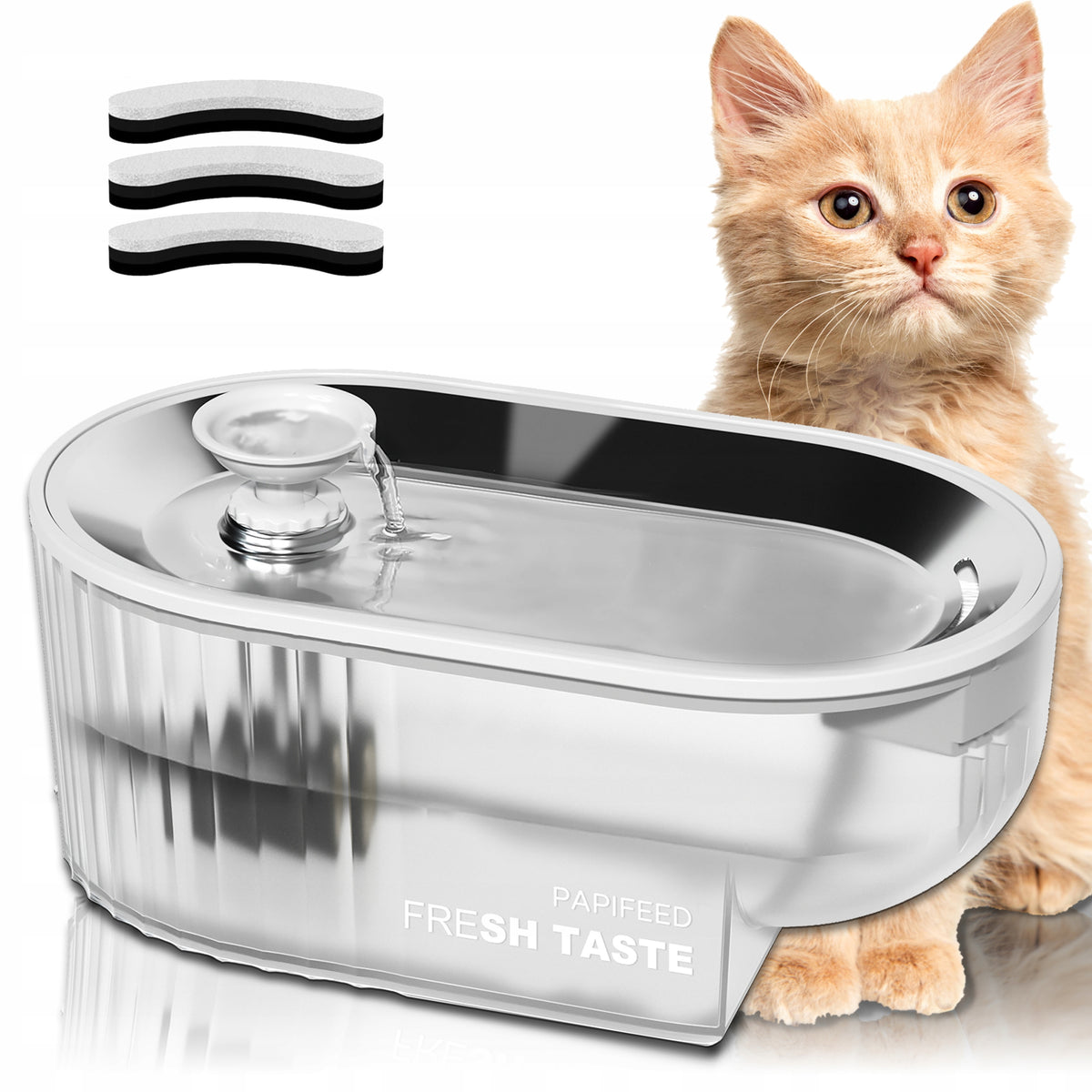 FOUNTAIN 2,5L STAINLESS STEEL CAT AND DOG Drinker with LED Sensor