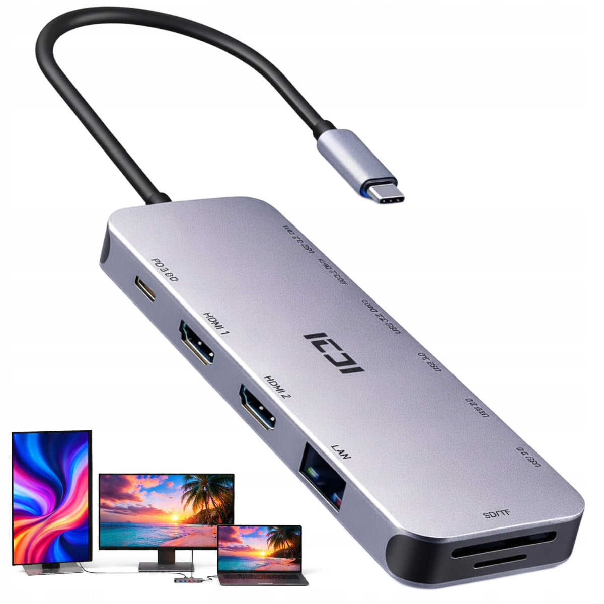 FUJITSU HUB USB-C 2x HDMI PD LAPTOP DOCKING STATION DUAL MONITOR