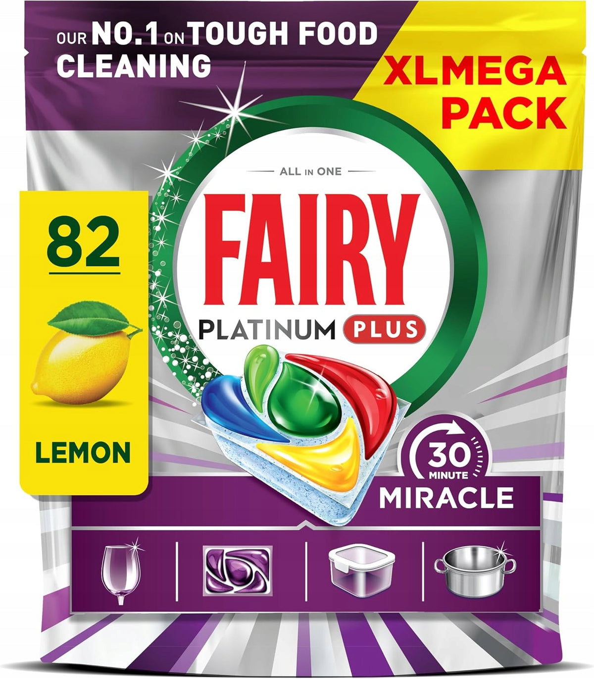 Fairy Platinium Plus All In One Dishwasher Capsules 30 Minutes Miracle 82 Pack
