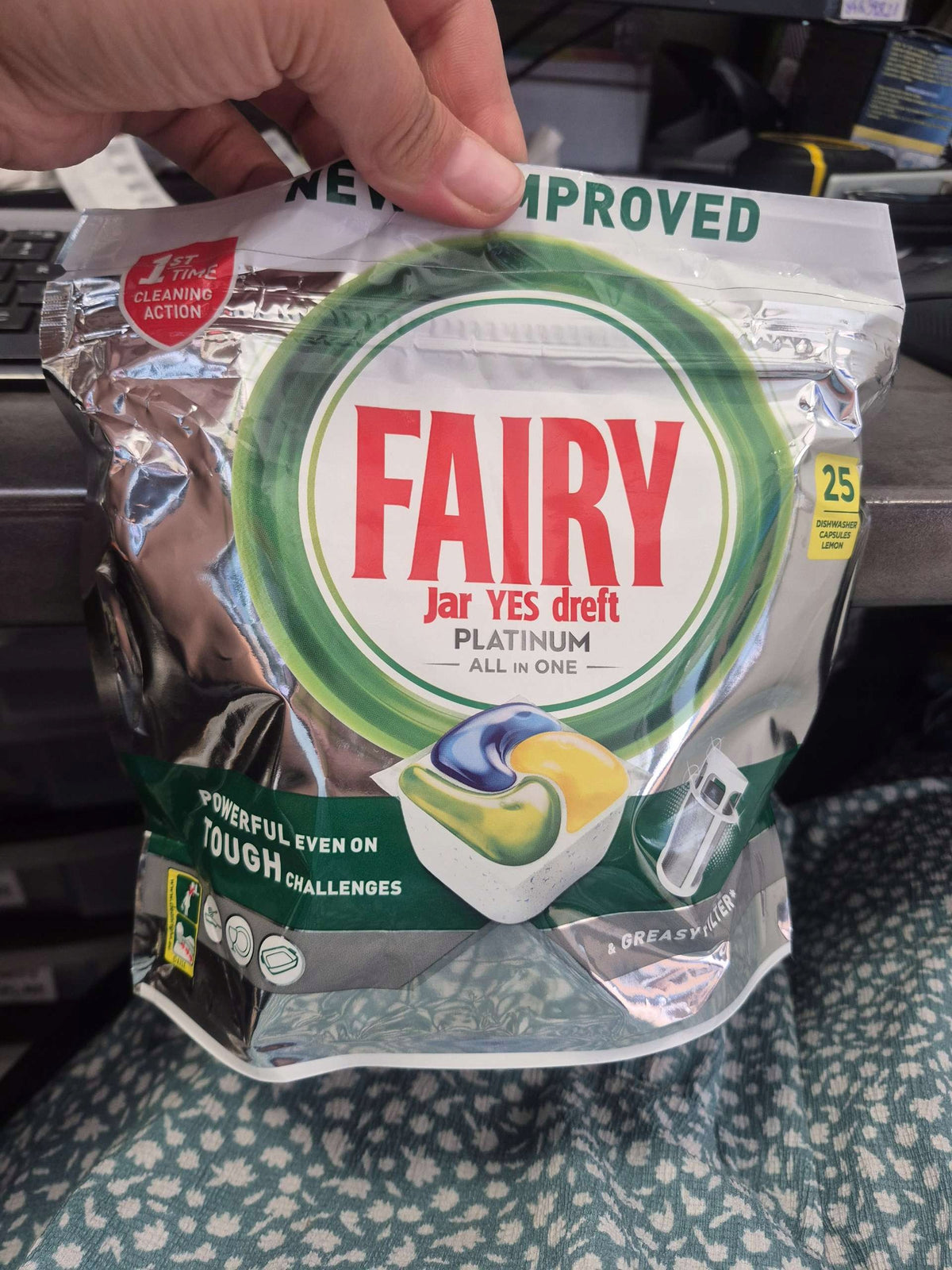 Fairy Platinum All-In-1 Dishwasher Tablets Lemon 25 Pieces Brand Fairy