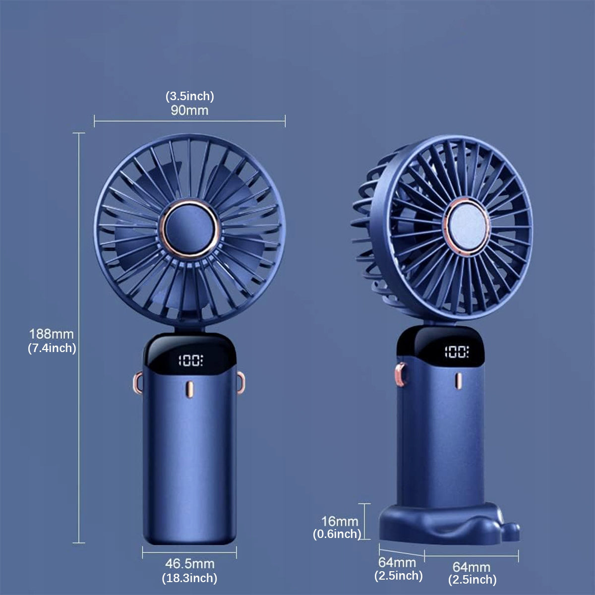 Fan Handheld USB Desk Fan Quiet Foldable 5000mAh Manufacturer code 4069428035366