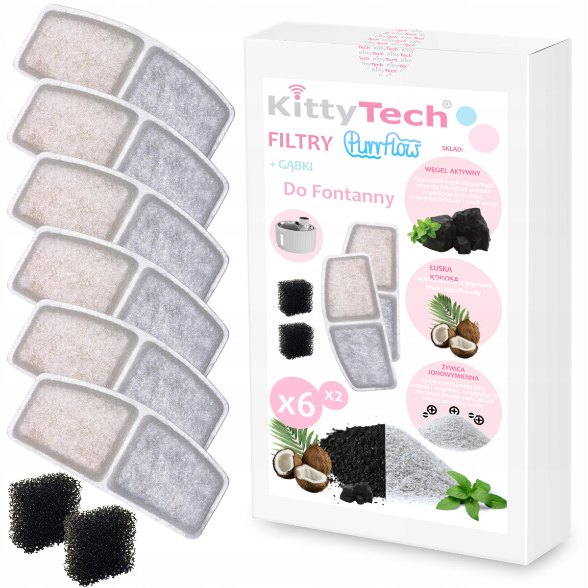 Filters for fountain PurrFlow 6pcs KT3100A-W KittyTech