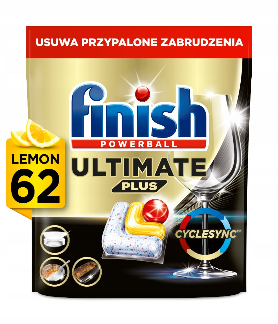 Finish Ultimate Plus Dishwasher Capsules Lemon 2x 62 Pieces Brand Finish