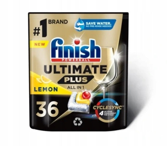 Finish Ultimate Plus Dishwasher Capsules Powerball AiO Lemon 36 Pieces