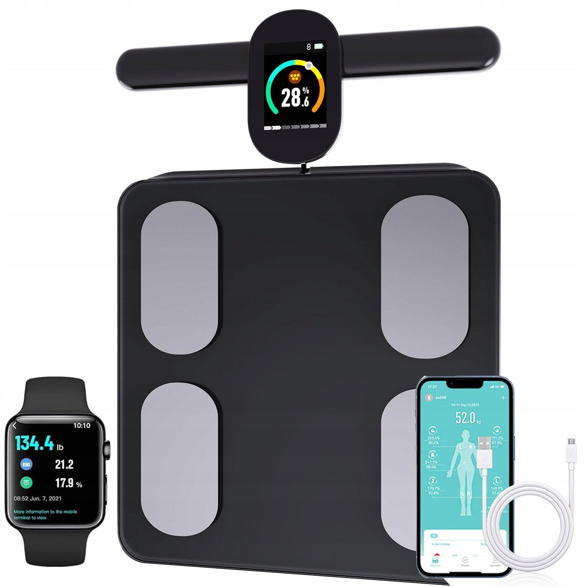 Fitdays Precision Digital Scale BMI Color Bluetooth Display Black