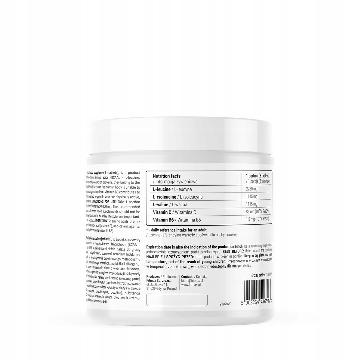 Fitmax BCAA 240 tablets 336g Packaging status original