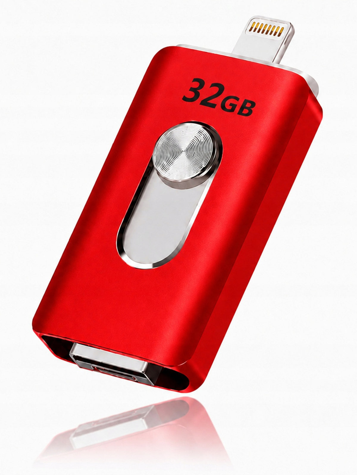 Flash Drive Red Metal 32GB 3in1 USB 3.0 iPhone Lightning Android Micro USB