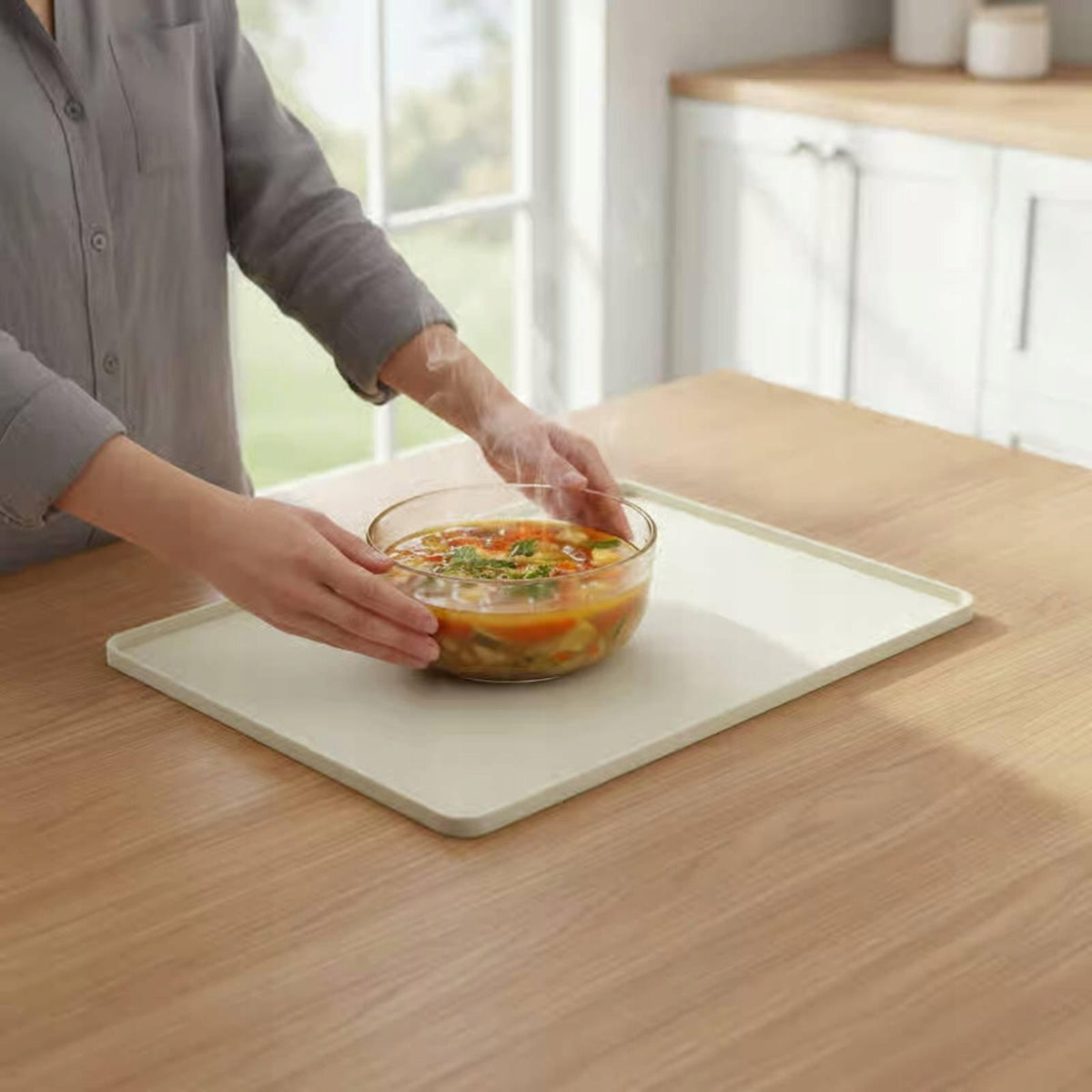 Flexible Silicone Microwave Protection Pad Kitchenware Silicone Mat Gray Packaging status original