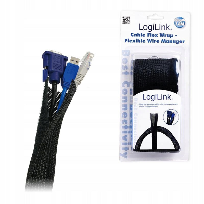 Flexible cable organizer LogiLink black 1,8m Model organizer