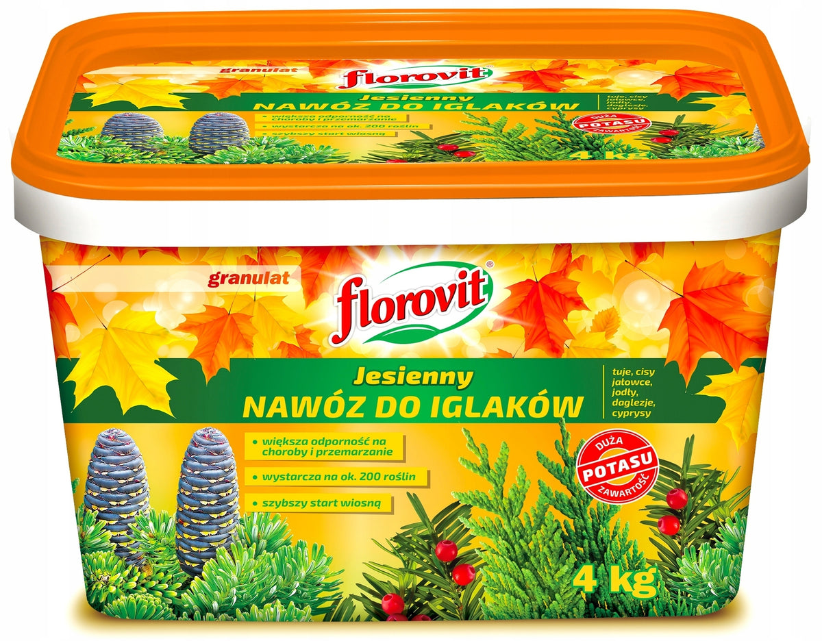 Florovit Autumn Fertilizer For Conifers 4kg Bucket Granules Potassium Start Spring Manufacturer code 5900498016390