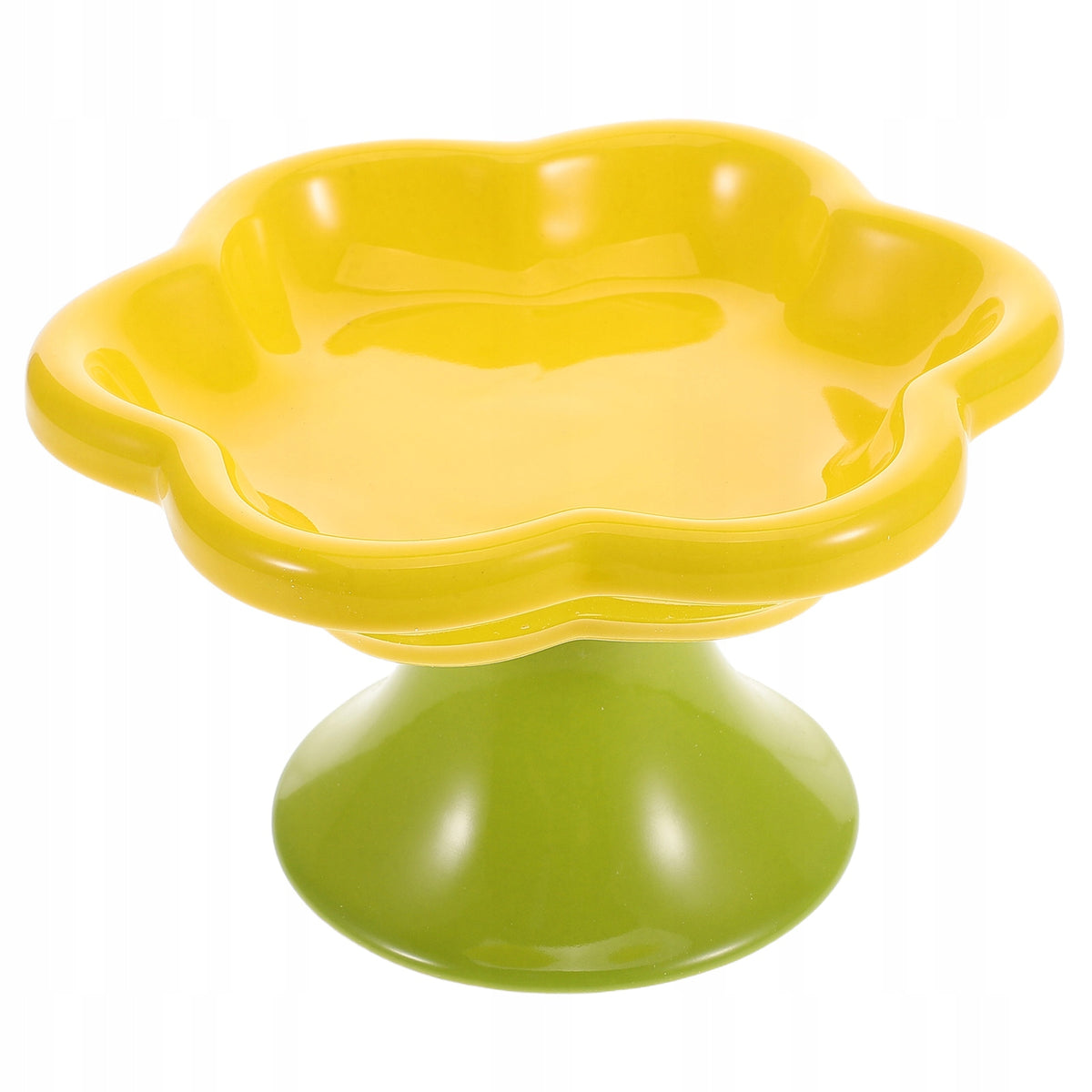 Flower Design Ceramic Cat Bowl Raised for Easy Indoor Feeding