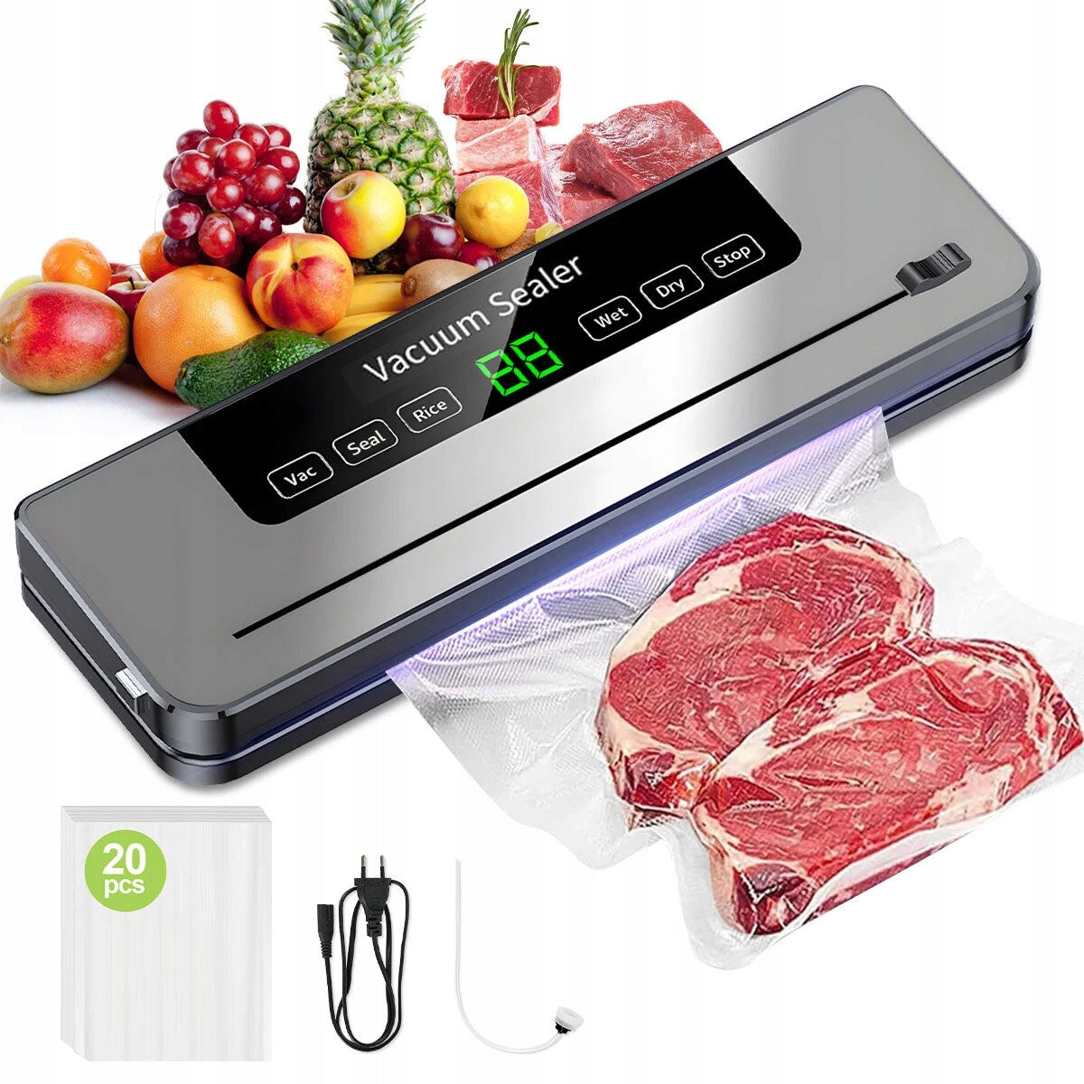 Food Vacuum Welding Machine 120W + 20PCS Bag Set Packing Machine Packaging status original