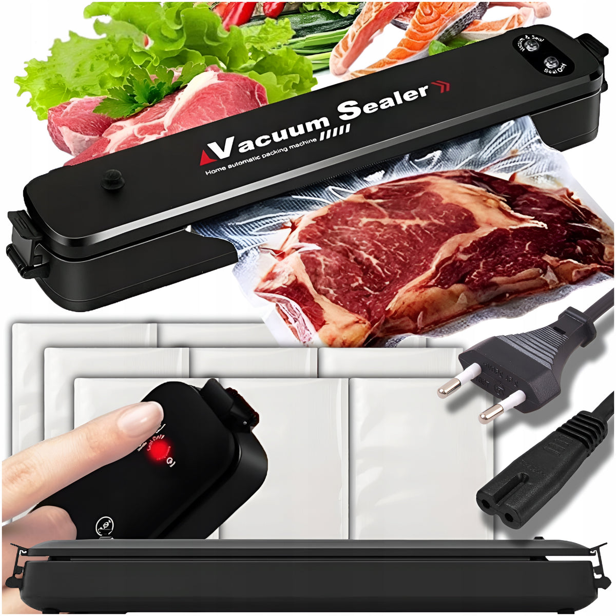 Food Vacuum Welding Machine + Bags 5pcs 90W Network Cable
