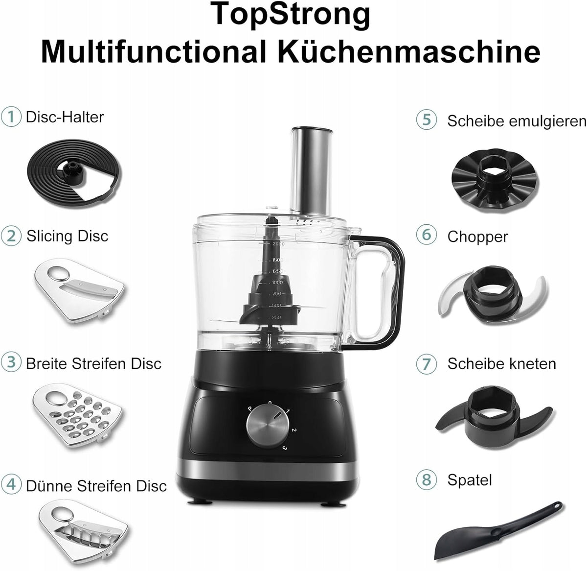 Food processor TopStrong HGM-421 800 W black