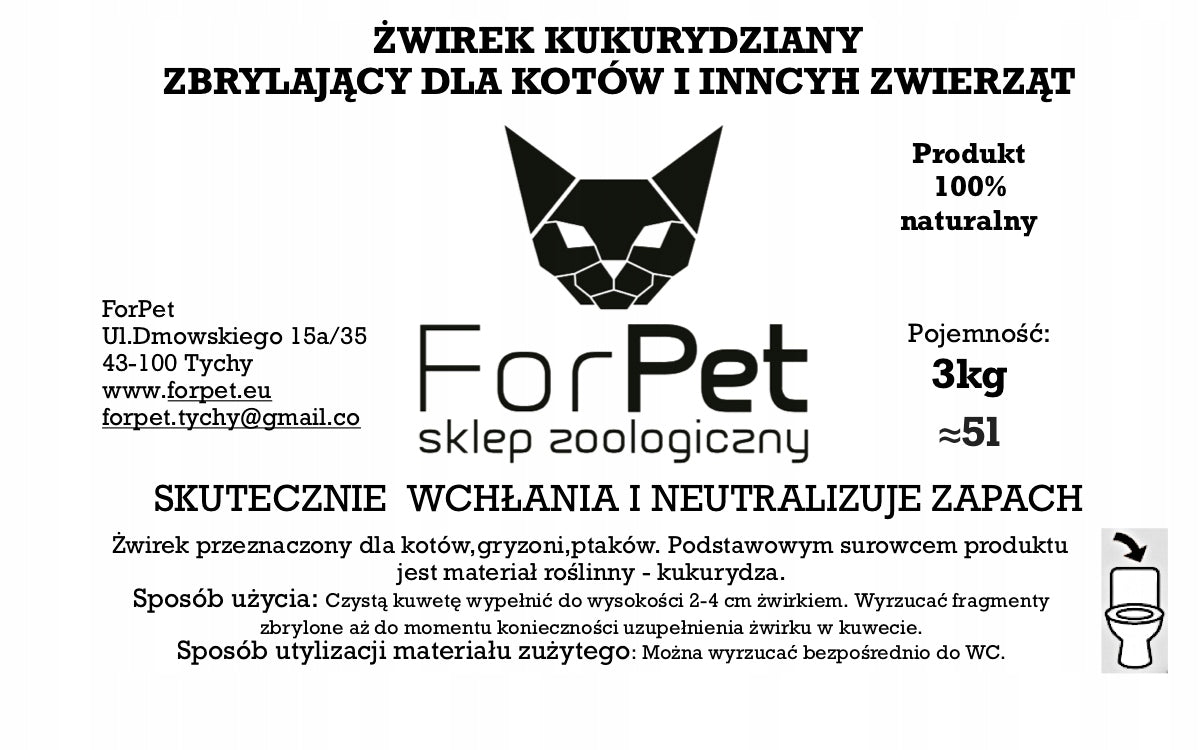 ForPet corn cat litter 5l Manufacturer code 54635434523
