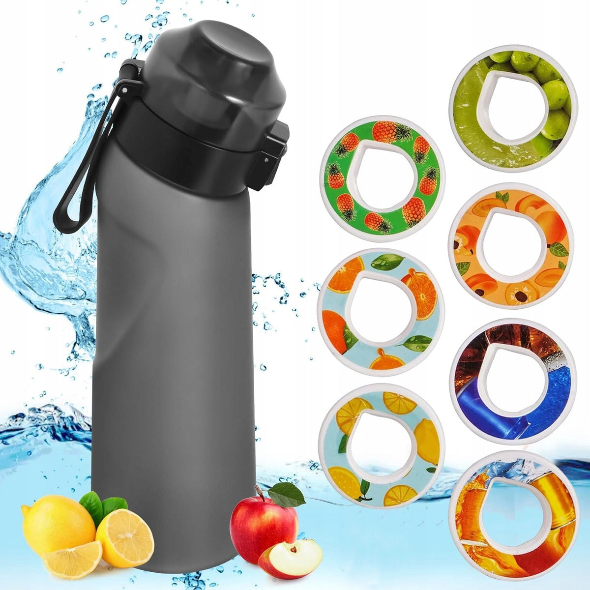 Fragrance Mug Matte Black Seasoning Water Bottle 650ml -7pcs