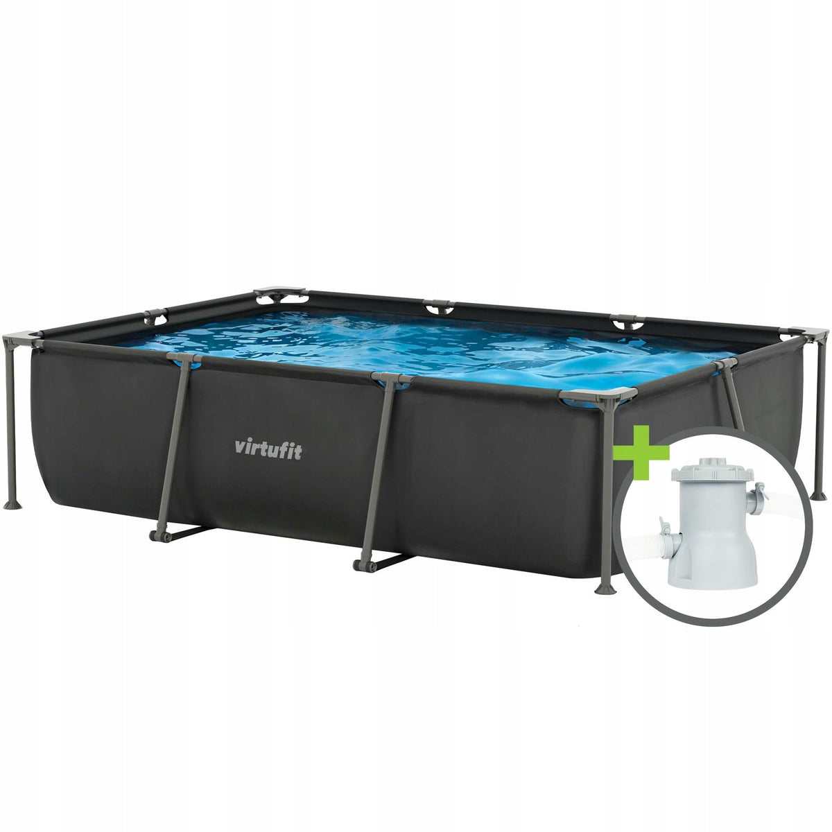 Frame pool VirtuFit rectangular 300x210 cm filter pump anthracite