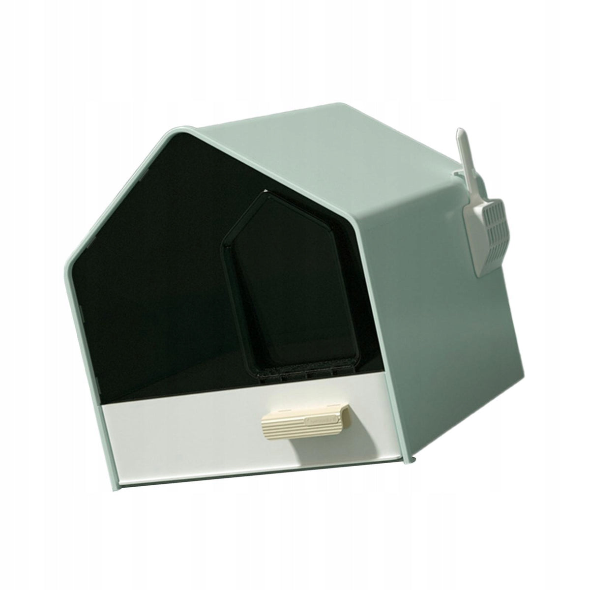 Fully Enclosed Cat Litter Tray Splashproof Kitten Potty for Rabbit Green Packaging status original
