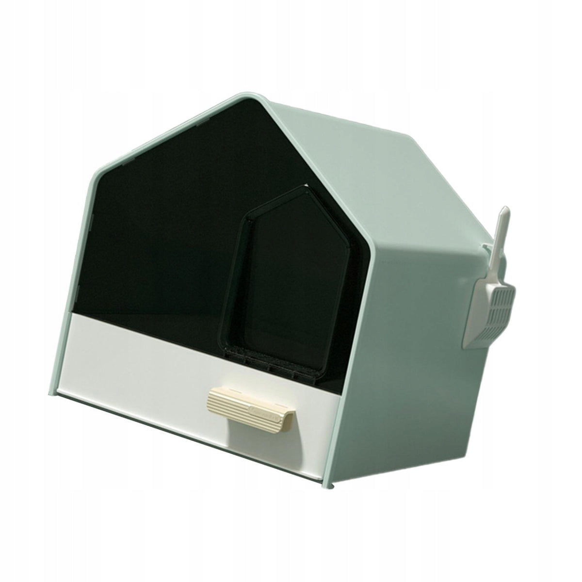 Fully Enclosed Cat Litter Tray Splashproof Kitten Potty for Rabbit Green