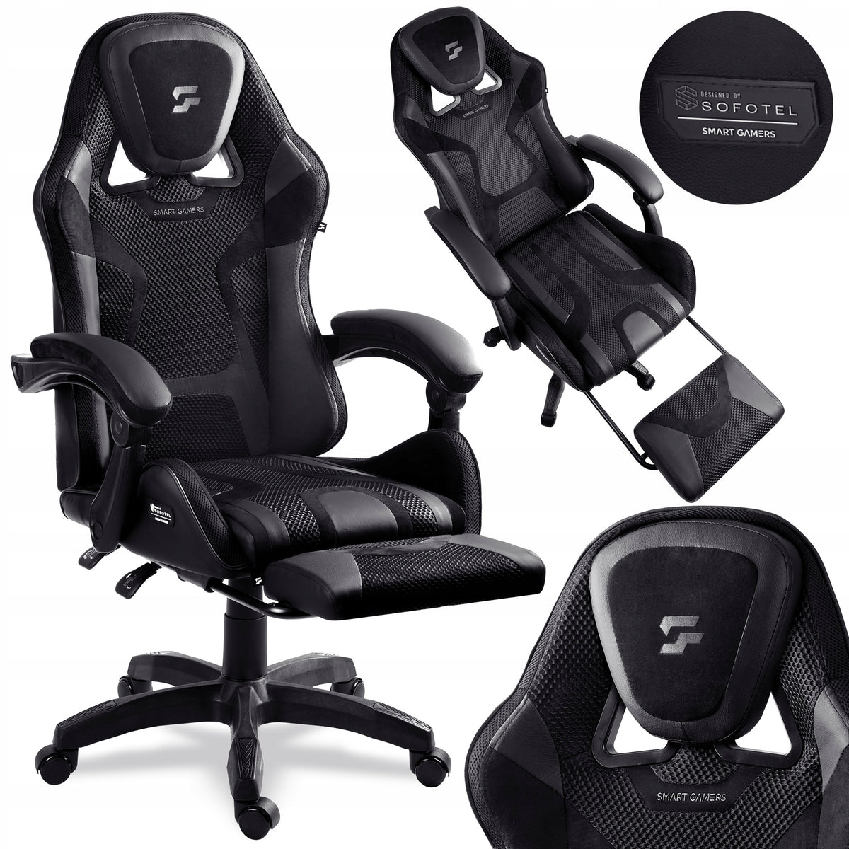 GAMING CHAIR SWIVEL GAMING CHAIR BUCKET FOOTREST