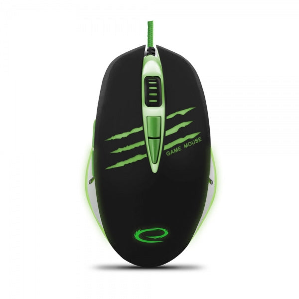 GAMING MOUSE 2400DPI GREEN BACKLIT PRECISION OPTICAL Packaging status original