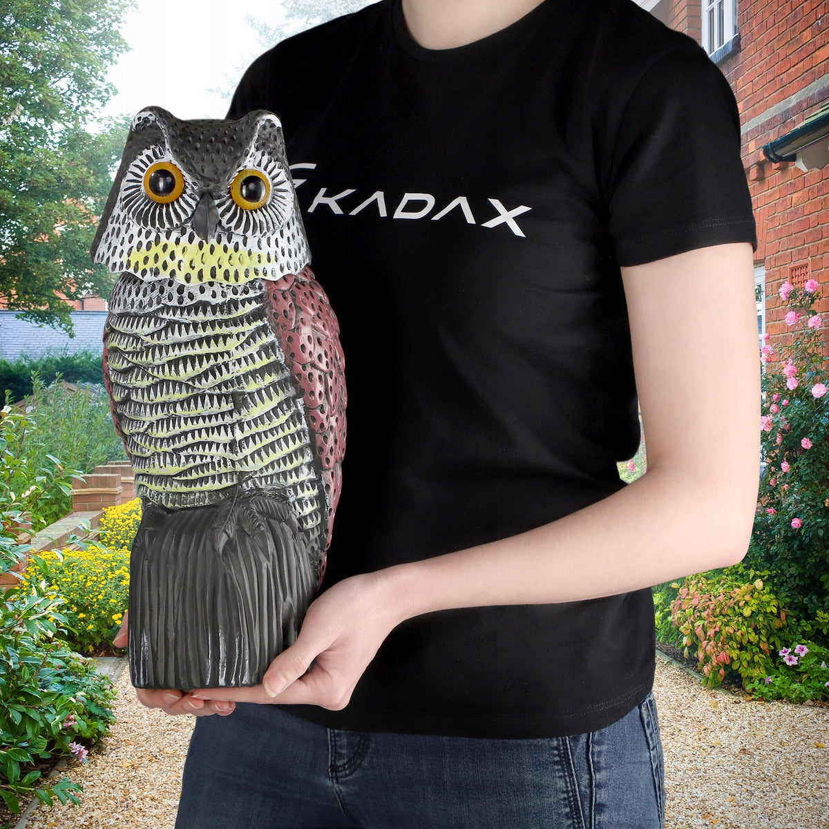GARDEN FIGURE FIGURINE DECORATION OWL MOVING HEAD FOR GIFT Packaging status original