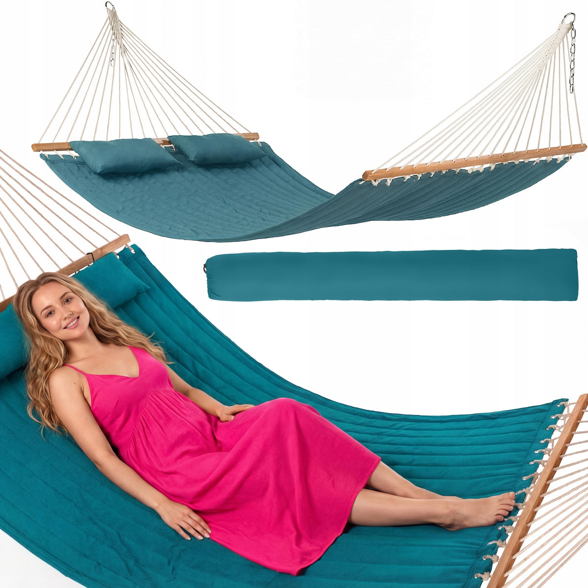 GARDEN HAMMOCK SINGLE AND DOUBLE WIDE WITH PILLOWS 300KG LUVERNO