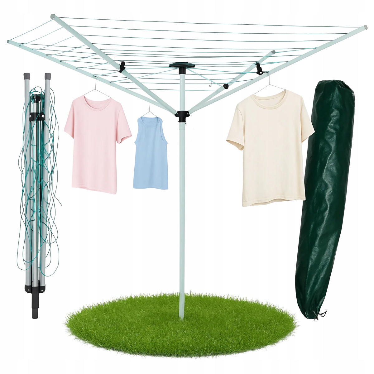 GARDEN LAUNDRY DRYER 4 ARMS ROTATING OUTDOOR + COVER Brand TODOMI