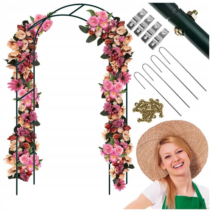 GARDEN PERGOLA METAL ARCH Support ROSES GRAPE CREEPERS 240 cm + ANCHORS Packaging status original
