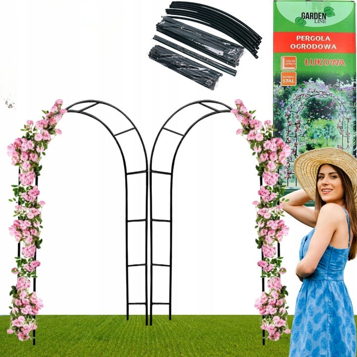 GARDEN PERGOLA METAL ARCH Support ROSES GRAPE CREEPERS 240 cm + ANCHORS