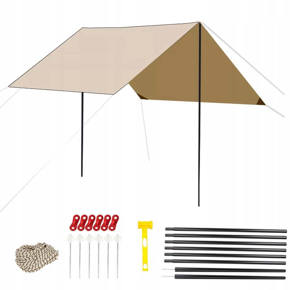 GARDEN SUN SAIL FOLDING AWNING ANTI-UV COVER 3x3M + ROPE