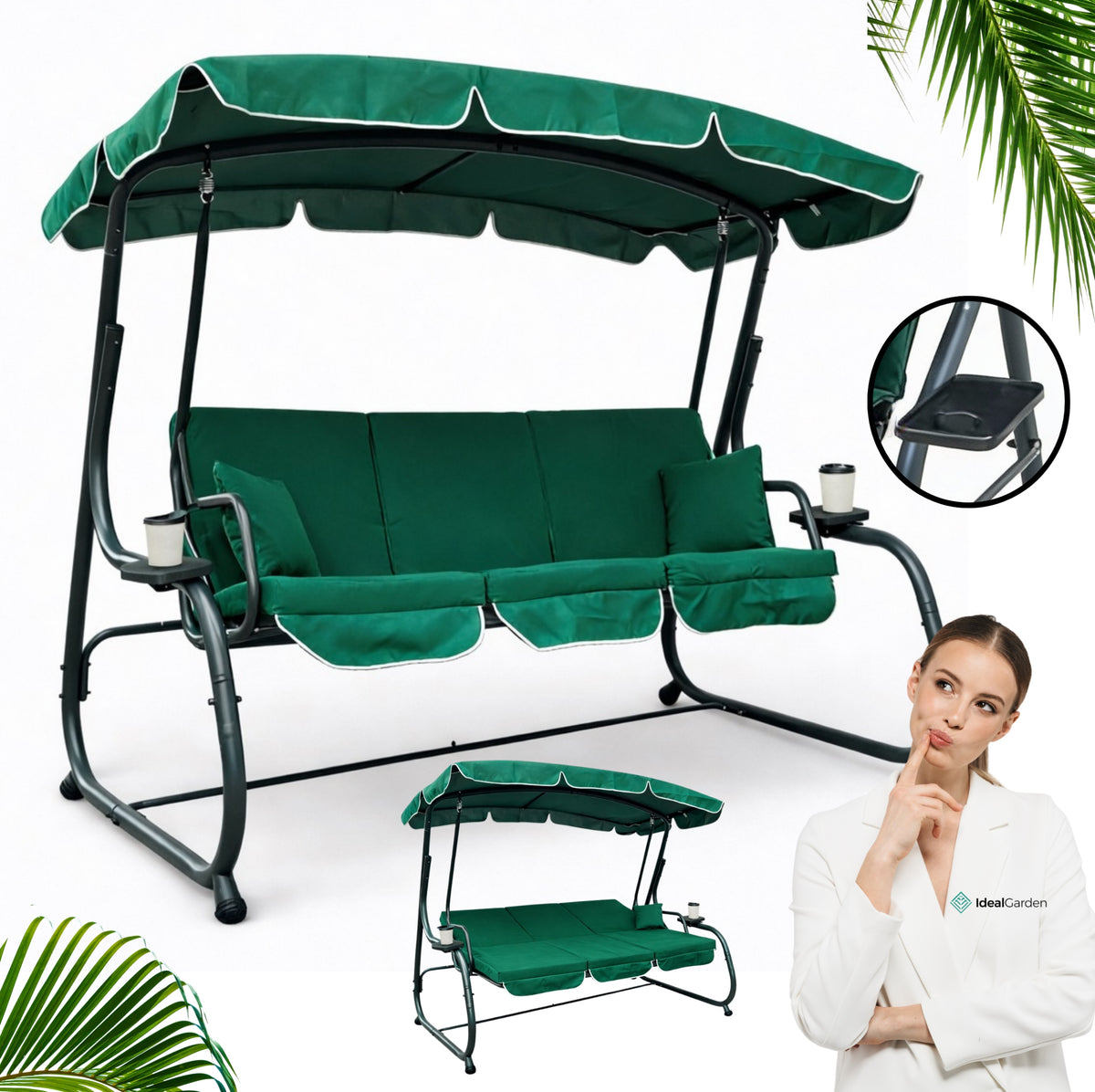 GARDEN SWING FOLDING 4026 XXL, LARGE, ROCKING, GREEN IdealGraden