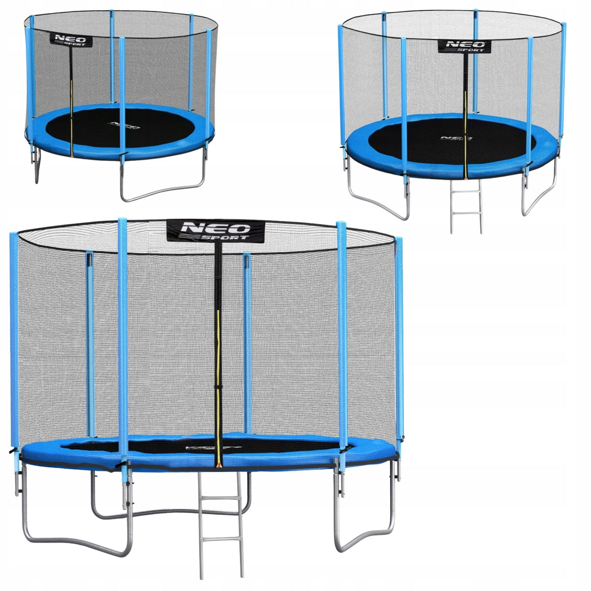 GARDEN TRAMPOLINE WITH NET AND LADDER FOR CHILDREN SAFE SOLID NEW