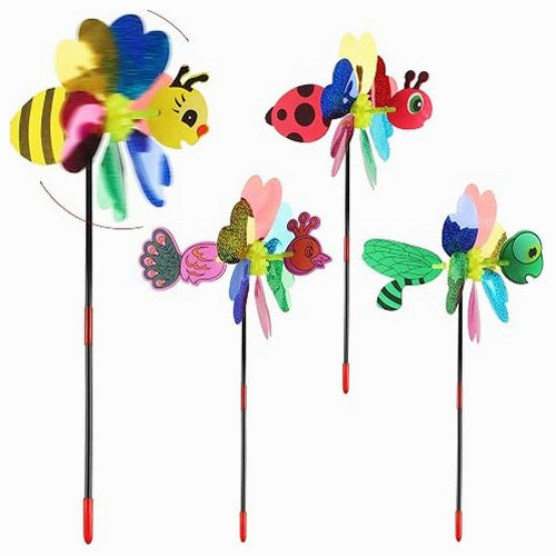GARDEN WINDMILL FOR KIDS DECORATIVE 4 PIECES PLASTIC