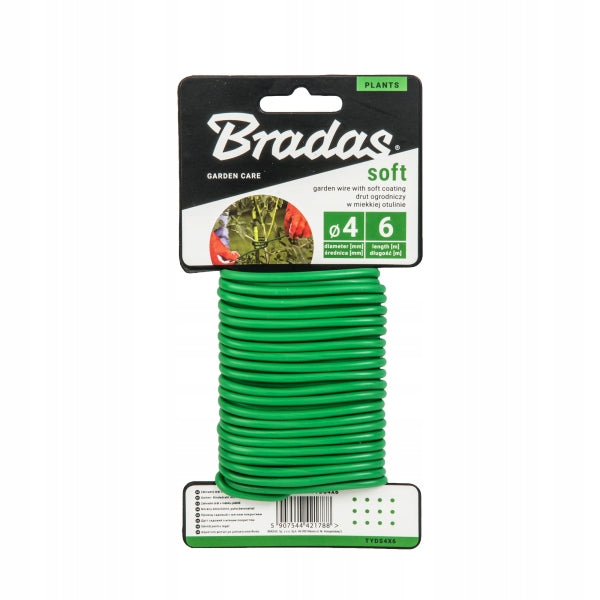 GARDEN WIRE SOFT 5MM X 4M FLEXIBLE COATED BRADAS TYDS5X4