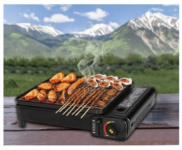 GAS CARTRIDGE GRILL TOURIST GAS STOVE PORTABLE WITH PAN Manufacturer code GRILL PRZENOŚNY TURYSTYCZNY PATELNIA RUSZT