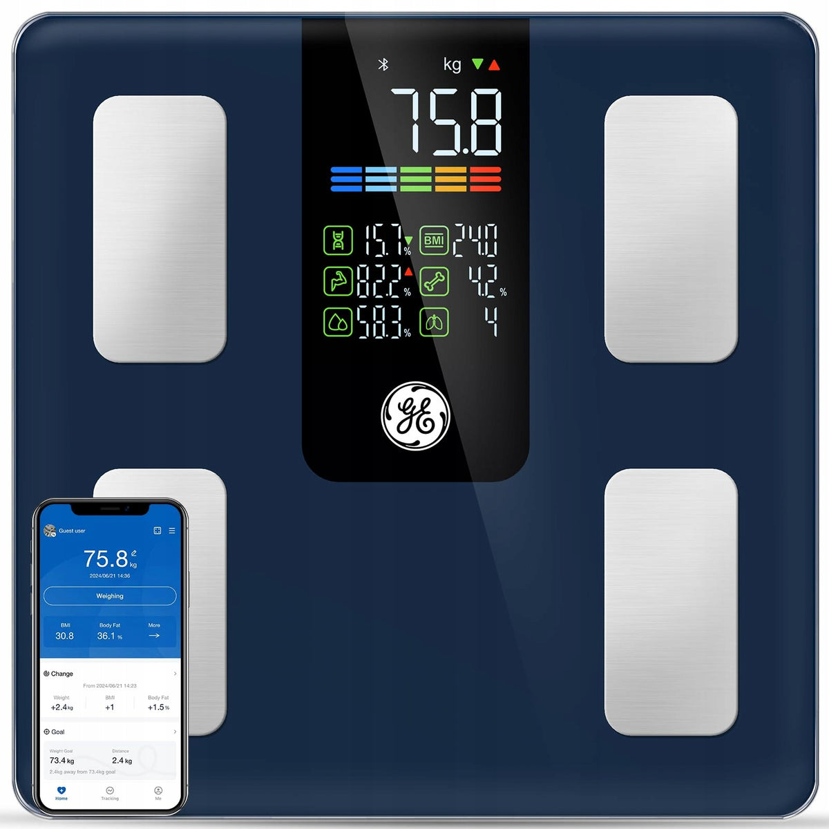 GE Bathroom Scale Digital Body Analysis Bluetooth App 220kg