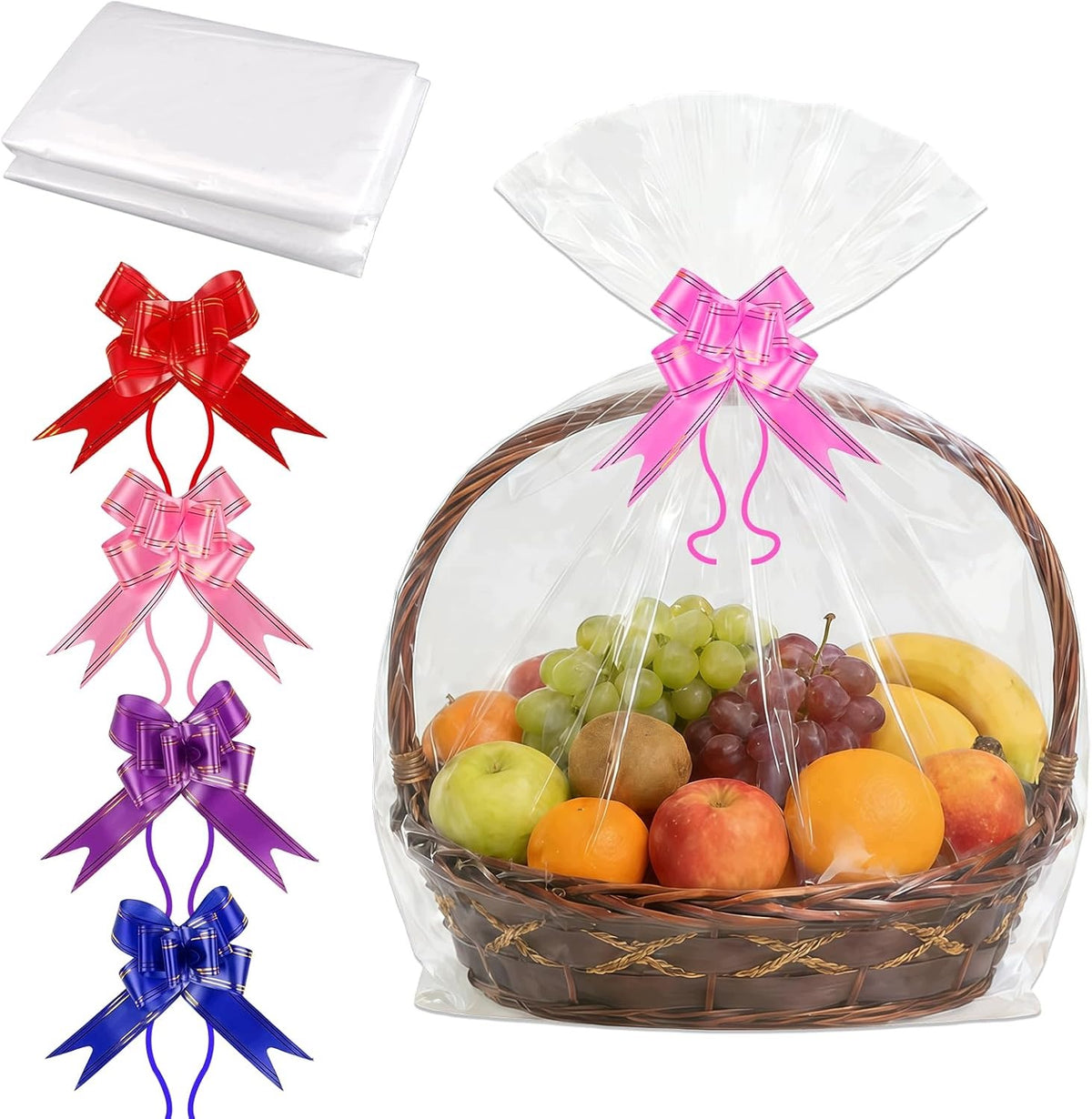 GIFT FILMS 60X75 CM CELLOPHANE 5 PIECES TRANSPARENT BOWS