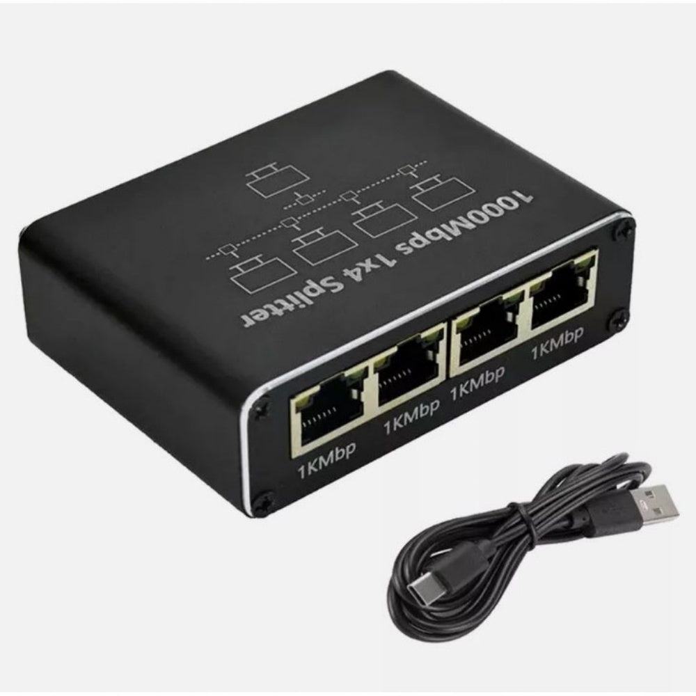 GIGABIT SWITCH LAN 4 PORTS RJ45 ETHERNET SPLITTER FOR INTERNET NETWORK Packaging status original
