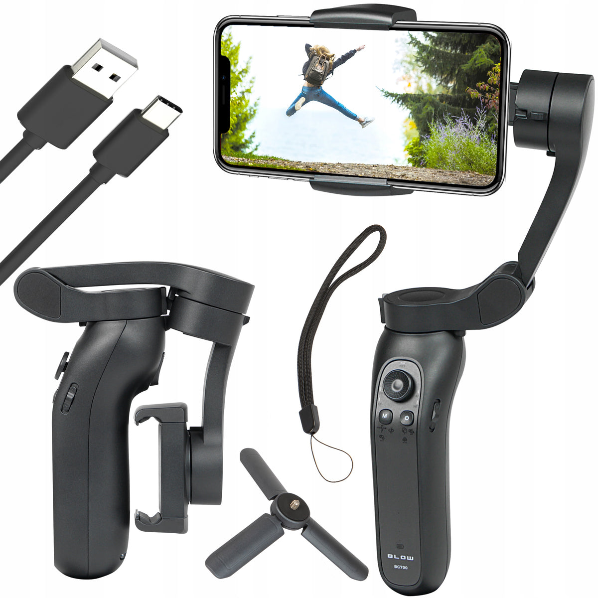 GIMBAL FOR PHONE HANDHELD IMAGE STABILIZER iOS ANDROID FOLDING SELFIE