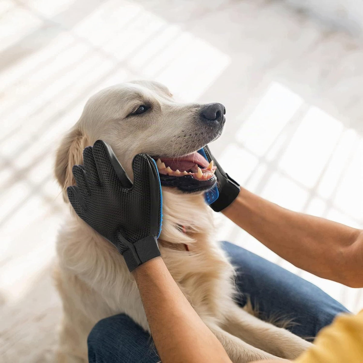 GLOVE BRUSH FOR COMBING HAIR STROKING CAT DOG MASSAGE BATH Manufacturer code PET-001-BLUE