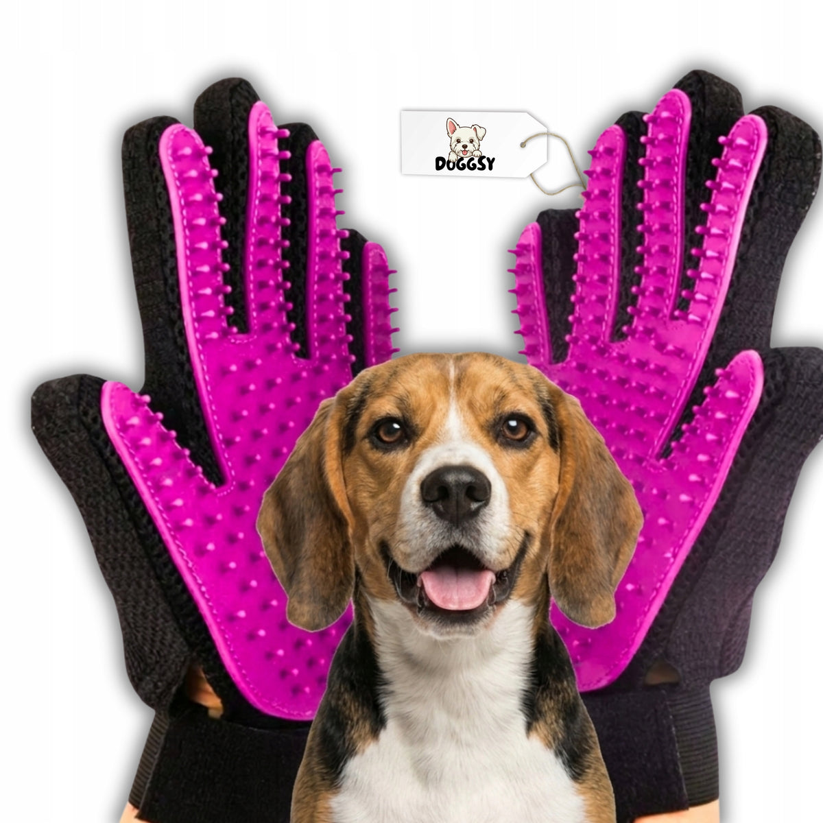 GLOVES FOR COMBING DOG AND CAT HAIR LEFT-RIGHT SET PINK