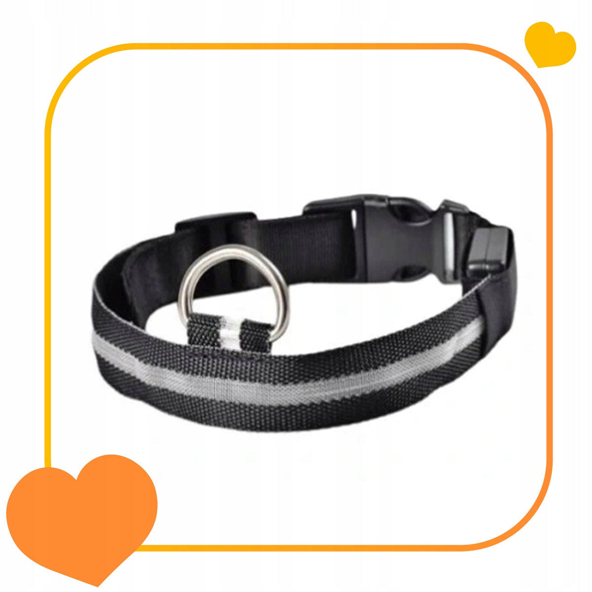 GLOWING FLASHING LED COLLAR L FOR CAT DOG 50CM BLACK