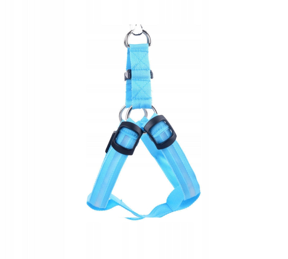 GLOWING HARNESS FOR DOG BLUE L 43-60x2,5cm