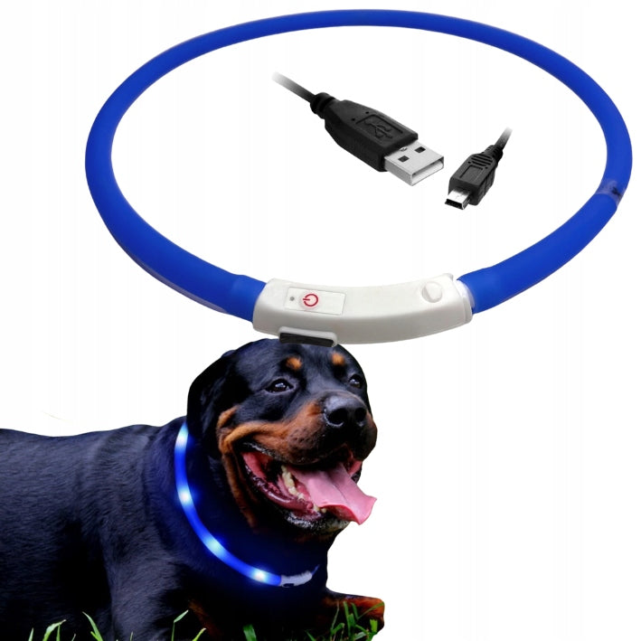 GLOWING LED DOG COLLAR ADJUSTABLE USB 70cm R