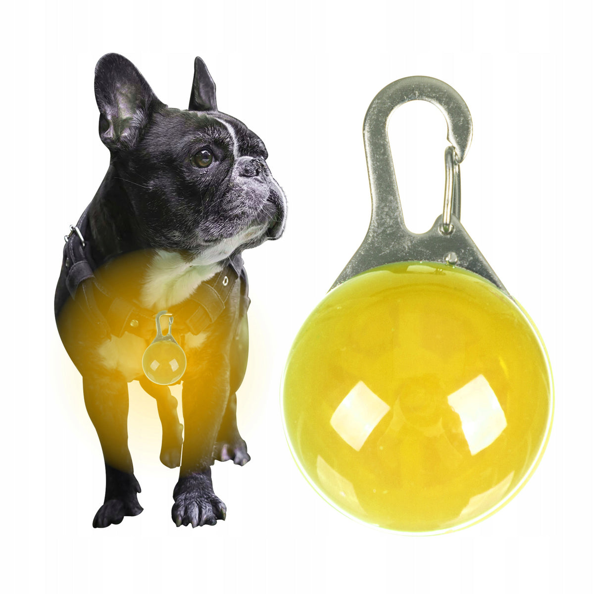 GLOWING LED LIGHT Dog Collar Pendant YELLOW