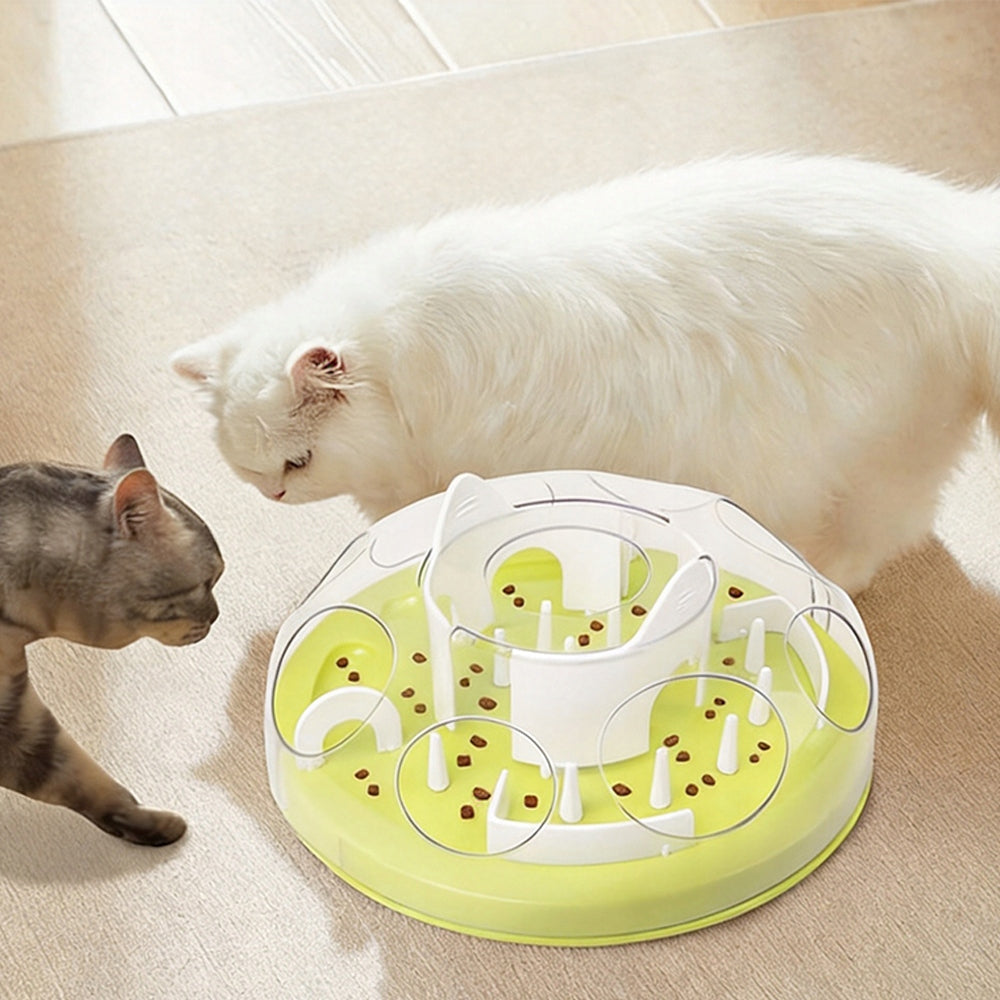 GREEN INTERACTIVE CAT BOWL LABYRINTH SLOW FEEDING ABS Longest dimension 30.5 cm