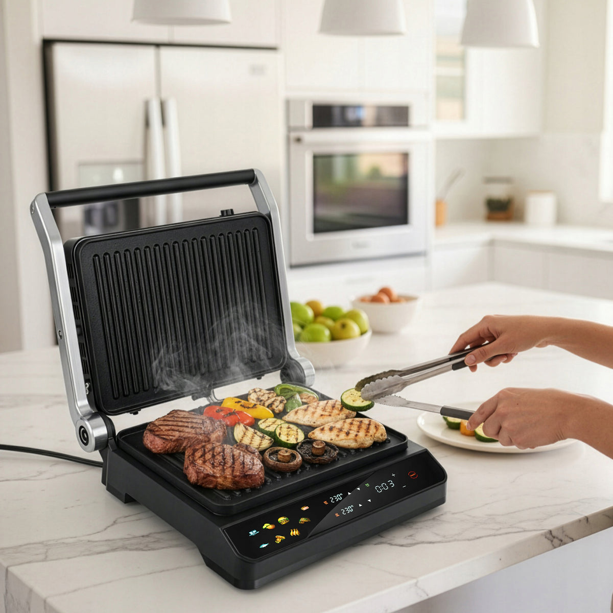 GRILL ELECTRIC TOASTER FOLDING TOASTER FOR SANDWICHES PANINI TIMER 2000W Packaging status original